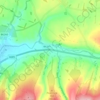 Mappa topografica Gaisgill, altitudine, rilievo