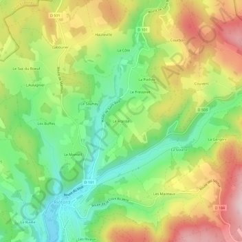 Mappa topografica Le Fraisse, altitudine, rilievo