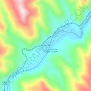 Mappa topografica Gloriabamba, altitudine, rilievo