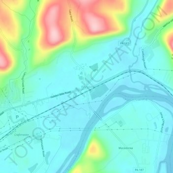 Mappa topografica Wysox, altitudine, rilievo