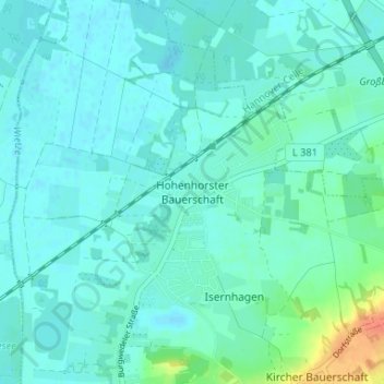 Mappa topografica Hohenhorster Bauerschaft, altitudine, rilievo