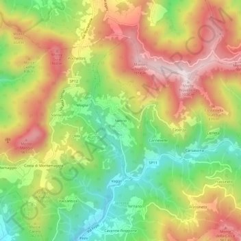 Mappa topografica Nenno, altitudine, rilievo