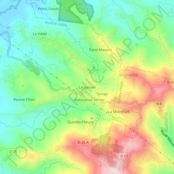 Mappa topografica La Lorrain, altitudine, rilievo