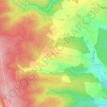Mappa topografica Herzogsweiler, altitudine, rilievo