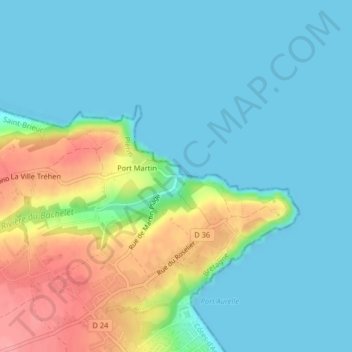 Mappa topografica Martin Plage, altitudine, rilievo