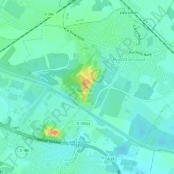 Mappa topografica Terril 113, altitudine, rilievo