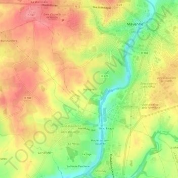 Mappa topografica Les Vignes, altitudine, rilievo