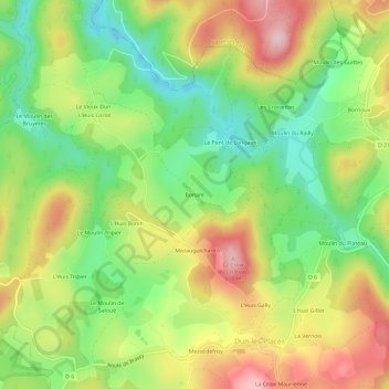 Mappa topografica Bonaré, altitudine, rilievo