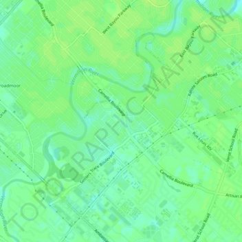 Mappa topografica River Ranch, altitudine, rilievo