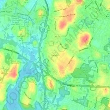 Mappa topografica Idylwilde, altitudine, rilievo