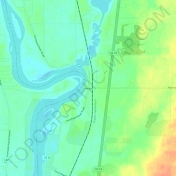 Mappa topografica Watab, altitudine, rilievo