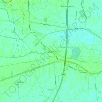 Mappa topografica Caselle, altitudine, rilievo