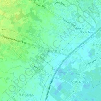 Mappa topografica Jose Abad Santos, altitudine, rilievo