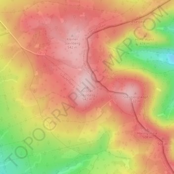 Mappa topografica Großer Steinberg, altitudine, rilievo