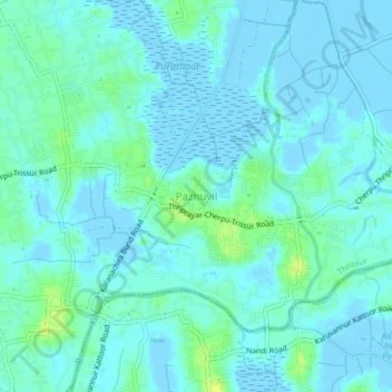 Mappa topografica Pazhuvil, altitudine, rilievo