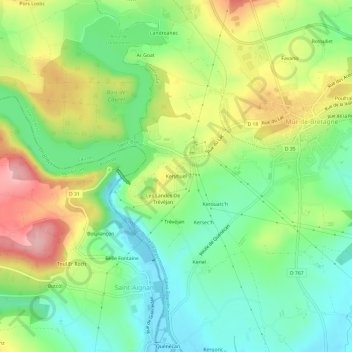 Mappa topografica Keryhuel, altitudine, rilievo