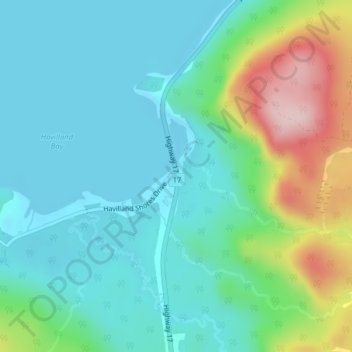 Mappa topografica Havilland, altitudine, rilievo