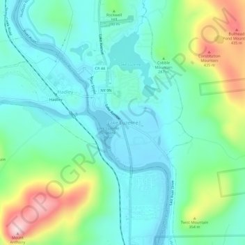 Mappa topografica Lake Luzerne, altitudine, rilievo