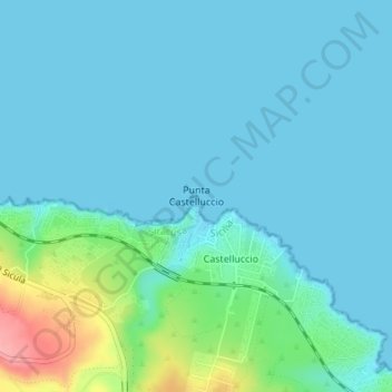 Mappa topografica Punta Castelluccio, altitudine, rilievo