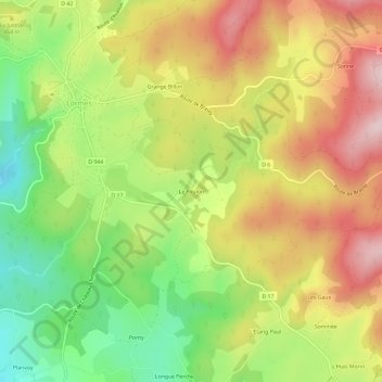Mappa topografica Le Foulon, altitudine, rilievo