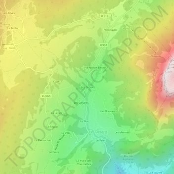 Mappa topografica Les Droux, altitudine, rilievo