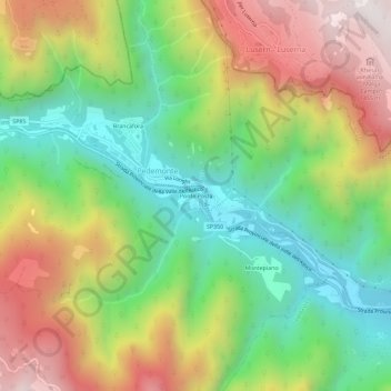 Mappa topografica Ponte Posta, altitudine, rilievo