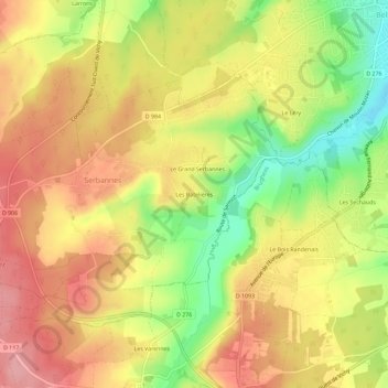 Mappa topografica Les Batelières, altitudine, rilievo