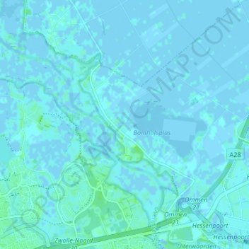 Mappa topografica Haerst, altitudine, rilievo