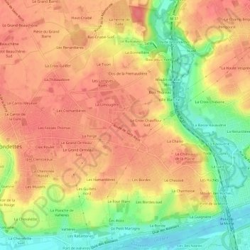 Mappa topografica La Borde, altitudine, rilievo