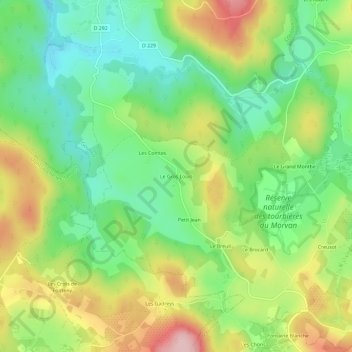 Mappa topografica Le Gros Louis, altitudine, rilievo