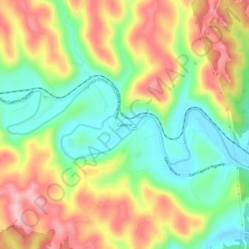Mappa topografica Captina, altitudine, rilievo