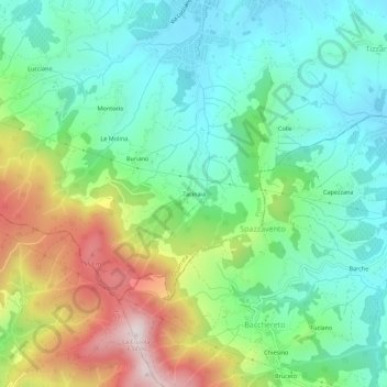 Mappa topografica Tacinaia, altitudine, rilievo