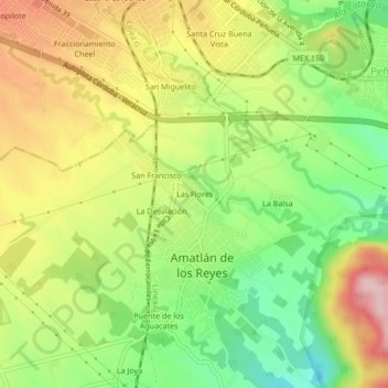 Mappa topografica Las Flores, altitudine, rilievo