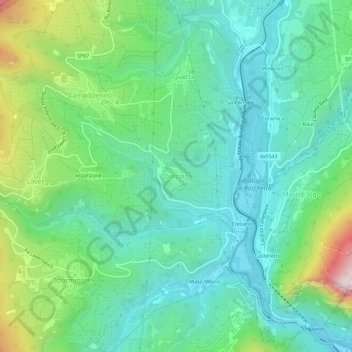 Mappa topografica Dercolo, altitudine, rilievo