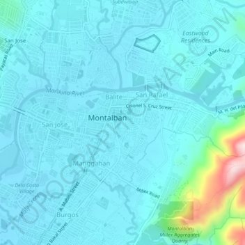 Mappa topografica Geronimo, altitudine, rilievo