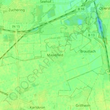Mappa topografica Mändlfeld, altitudine, rilievo