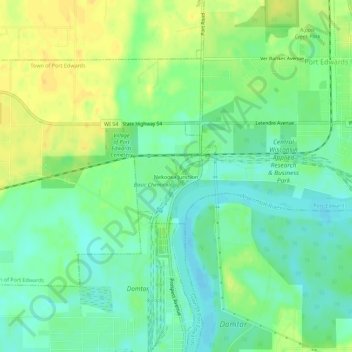 Mappa topografica Nekoosa Junction, altitudine, rilievo