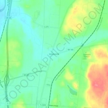 Mappa topografica Kinnikinnick, altitudine, rilievo