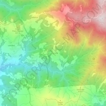 Mappa topografica Valagnesi, altitudine, rilievo