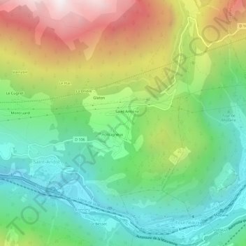 Mappa topografica La Combe, altitudine, rilievo