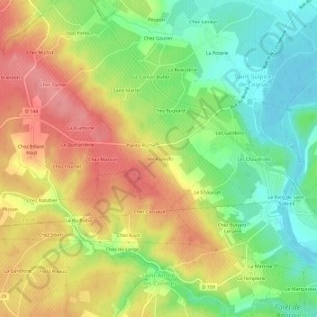 Mappa topografica Bel-Aspect, altitudine, rilievo