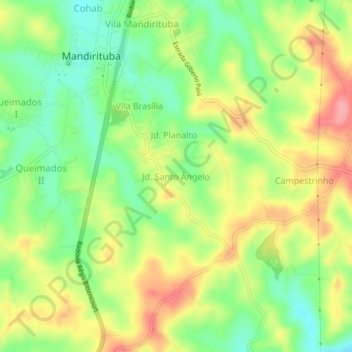 Mappa topografica Jd. Santo Ângelo, altitudine, rilievo