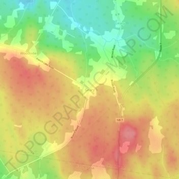 Mappa topografica Geary, altitudine, rilievo