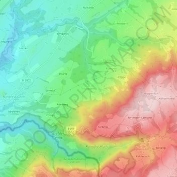 Mappa topografica Haggen, altitudine, rilievo