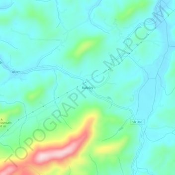 Mappa topografica Ballplay, altitudine, rilievo