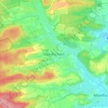 Mappa topografica Oberfischach, altitudine, rilievo