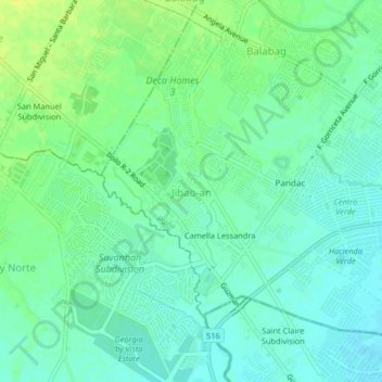 Mappa topografica Jibao-an, altitudine, rilievo