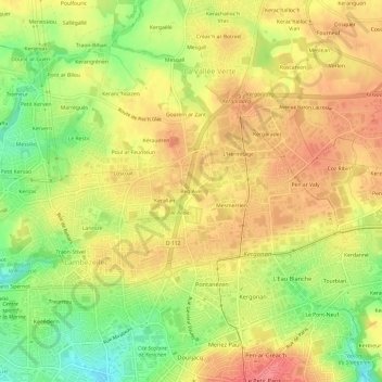 Mappa topografica Beg Avel, altitudine, rilievo