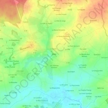 Mappa topografica Trélée, altitudine, rilievo