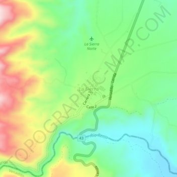 Mappa topografica La Sierra, altitudine, rilievo